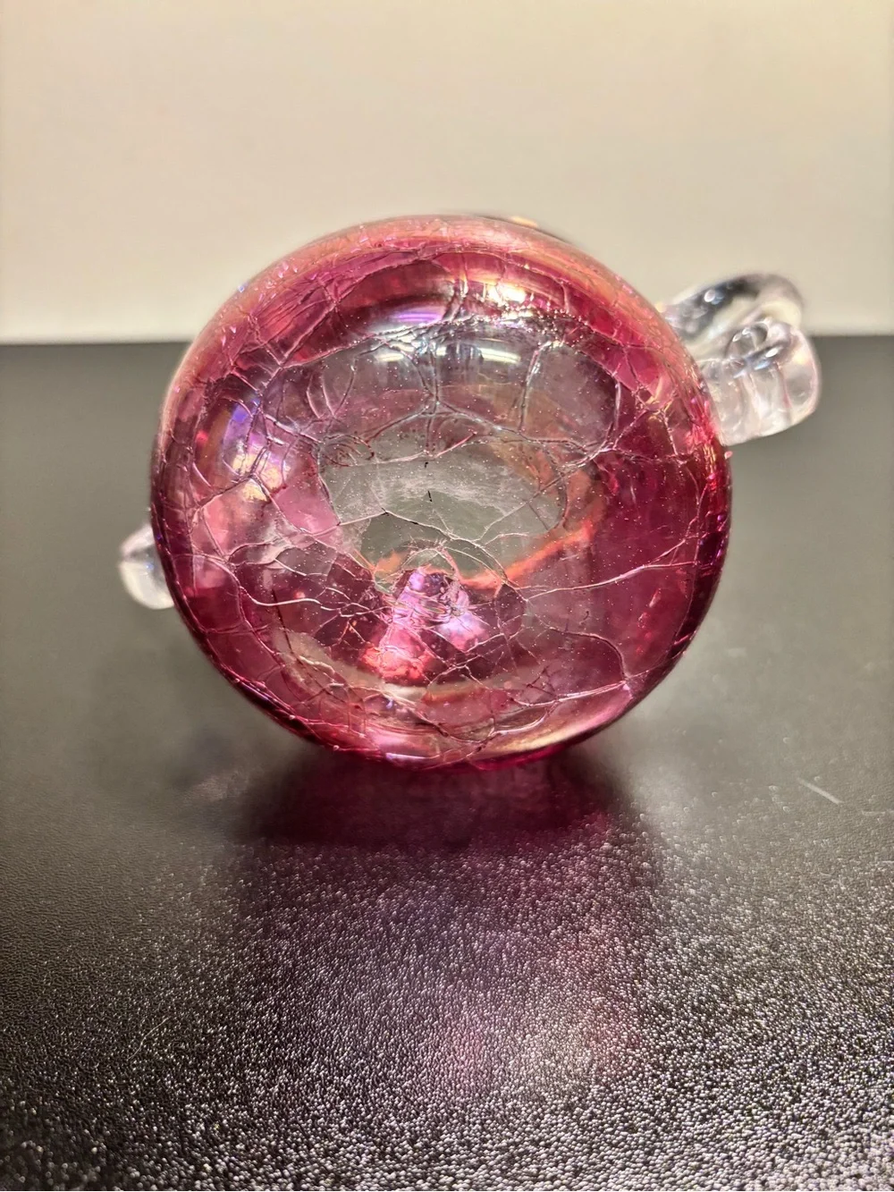Handblown Cranberry Glass Creamer and Sugar Set with Clear Handles
